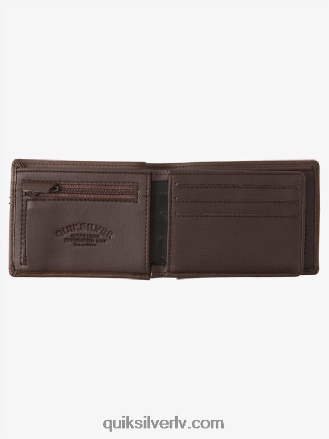 vīriešiem Quiksilver mac trīskāršais ādas maks šokolādes brūns 88064R1222