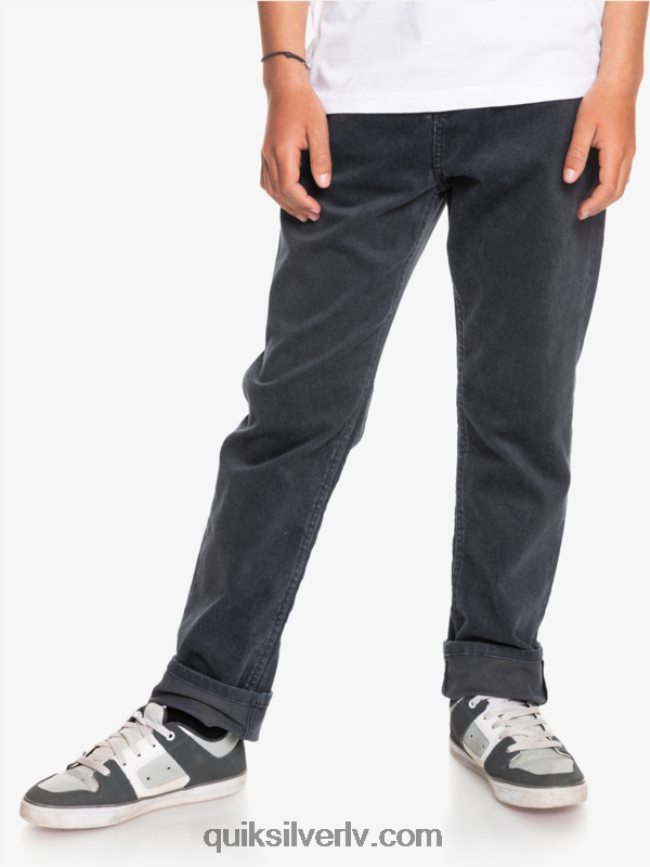 zēni Quiksilver 8-16 krakera konusveida velveta bikses melns 88064R2330