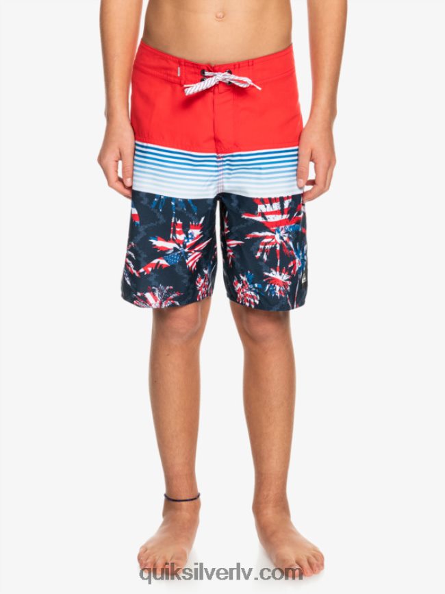 zēni Quiksilver 8-16 ikdienas panelis yth 17 boardshort augsta riska sarkans 88064R2276