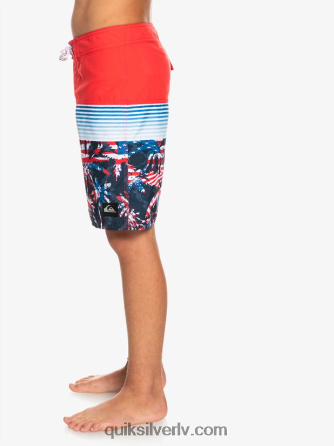 zēni Quiksilver 8-16 ikdienas panelis yth 17 boardshort augsta riska sarkans 88064R2276
