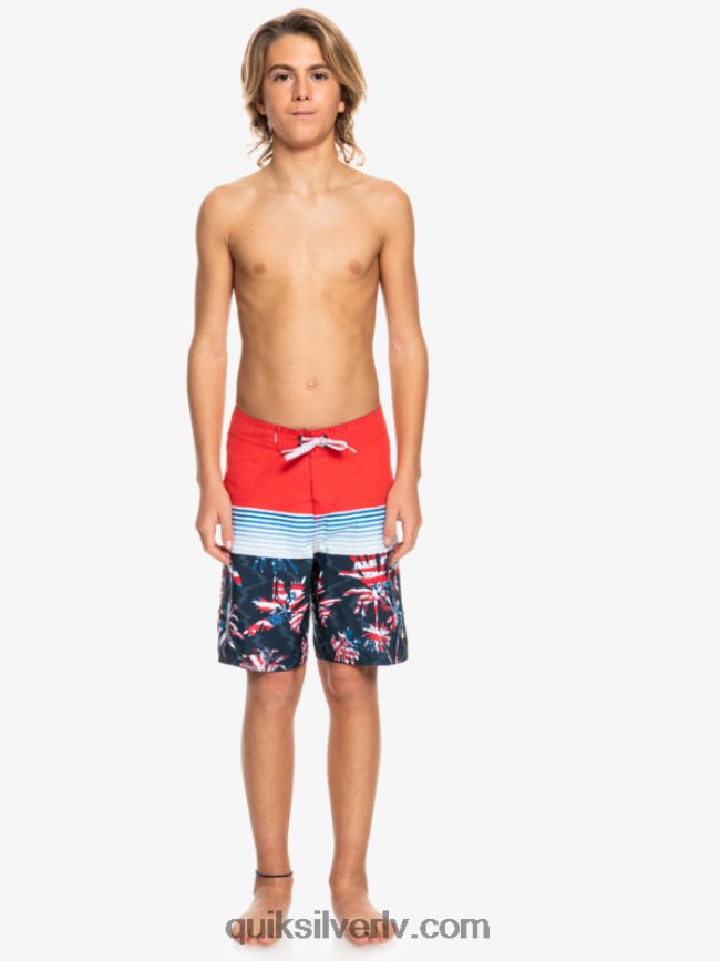 zēni Quiksilver 8-16 ikdienas panelis yth 17 boardshort augsta riska sarkans 88064R2276