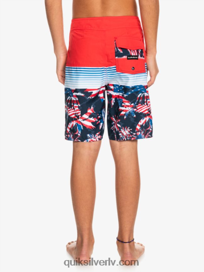 zēni Quiksilver 8-16 ikdienas panelis yth 17 boardshort augsta riska sarkans 88064R2276
