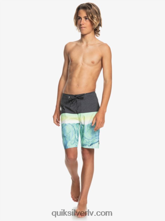 zēni Quiksilver 8-16 ikdienas panelis yth 17 boardshort zaļie pelni 88064R2274