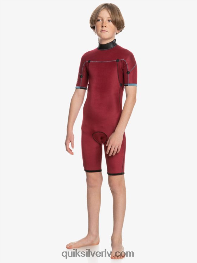 zēni Quiksilver 8-16 2/2mm ikdienas sesiju atsperu tērps ar īsām piedurknēm ar rāvējslēdzēju melns/provinces zils 88064R2041