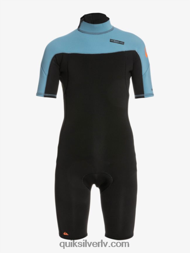 zēni Quiksilver 8-16 2/2mm ikdienas sesiju atsperu tērps ar īsām piedurknēm ar rāvējslēdzēju melns/provinces zils 88064R2041