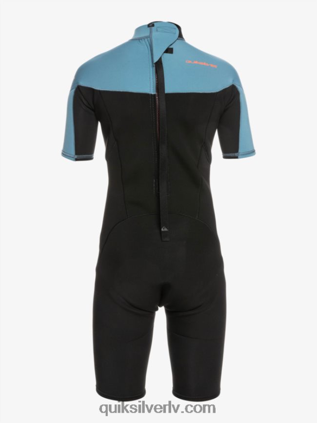 zēni Quiksilver 8-16 2/2mm ikdienas sesiju atsperu tērps ar īsām piedurknēm ar rāvējslēdzēju melns/provinces zils 88064R2041