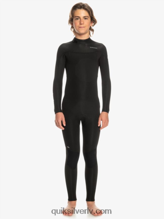 zēni Quiksilver 8-16 3/2mm ikdienas sesijas hidrotērps ar rāvējslēdzēju melns 88064R2224