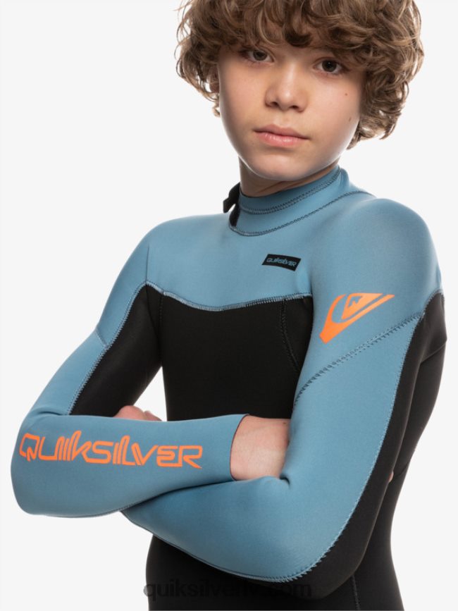 zēni Quiksilver 8-16 3/2mm ikdienas sesijas hidrotērps ar rāvējslēdzēju melns/provinces zils 88064R2223