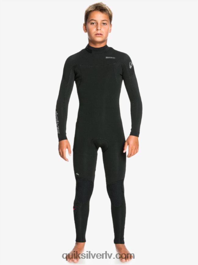 zēni Quiksilver 8-16 4/3 ikdienas sesijas hidrotērps ar rāvējslēdzēju melns 88064R2225