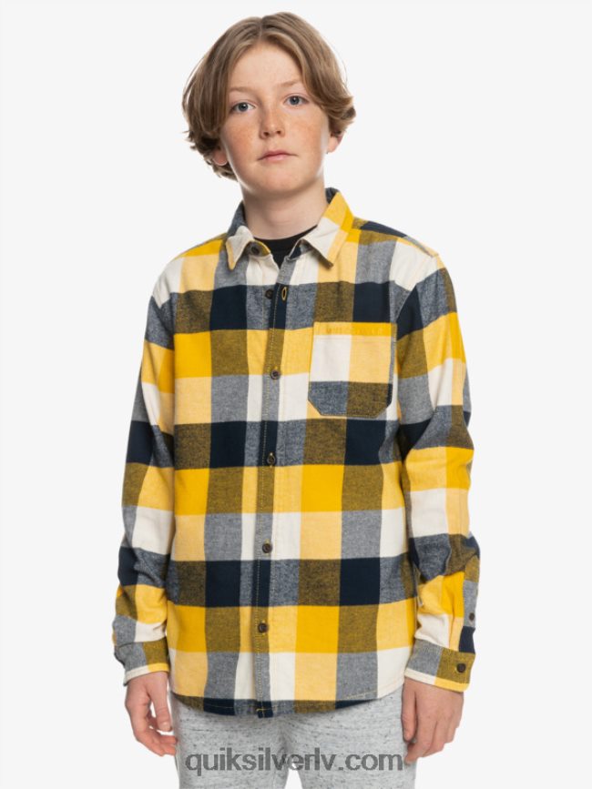 zēni Quiksilver 8-16 Motherfly flaneļa krekls ar garām piedurknēm bērzu mātere 223 88064R2306
