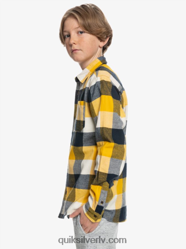 zēni Quiksilver 8-16 Motherfly flaneļa krekls ar garām piedurknēm bērzu mātere 223 88064R2306