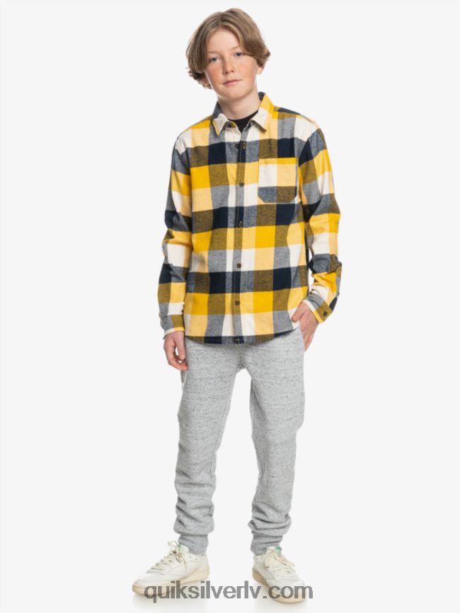 zēni Quiksilver 8-16 Motherfly flaneļa krekls ar garām piedurknēm bērzu mātere 223 88064R2306
