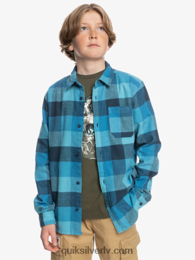 zēni Quiksilver 8-16 Motherfly flaneļa krekls ar garām piedurknēm delfu zilā mātīte 88064R2308