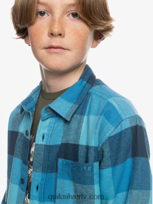 zēni Quiksilver 8-16 Motherfly flaneļa krekls ar garām piedurknēm delfu zilā mātīte 88064R2308