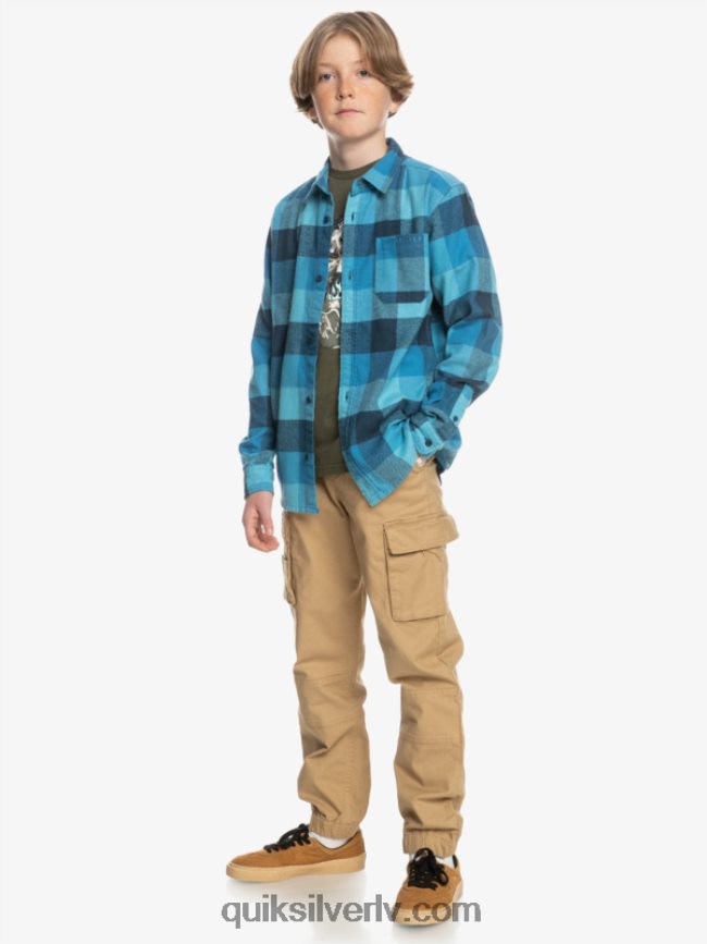 zēni Quiksilver 8-16 Motherfly flaneļa krekls ar garām piedurknēm delfu zilā mātīte 88064R2308