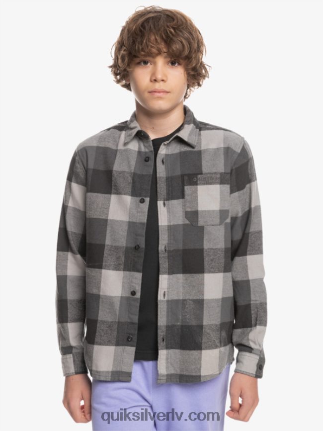zēni Quiksilver 8-16 Motherfly flaneļa krekls ar garām piedurknēm dzelzs vārtu mātere 88064R2307