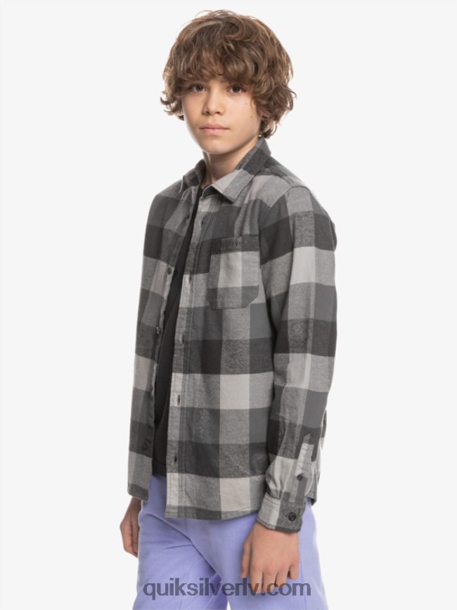 zēni Quiksilver 8-16 Motherfly flaneļa krekls ar garām piedurknēm dzelzs vārtu mātere 88064R2307