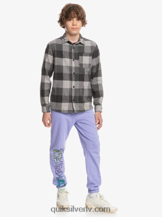 zēni Quiksilver 8-16 Motherfly flaneļa krekls ar garām piedurknēm dzelzs vārtu mātere 88064R2307