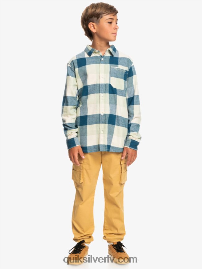 zēni Quiksilver 8-16 Motherfly flaneļa krekls ar garām piedurknēm tuksneša salvijas mātīte 88064R2305