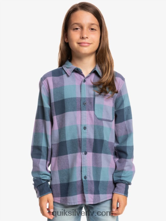 zēni Quiksilver 8-16 Motherfly flaneļa krekls ar garām piedurknēm zīmotnes zila mātesmuša 88064R2304