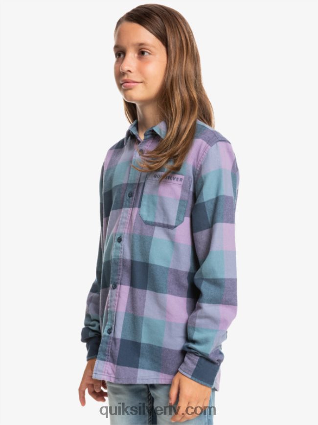 zēni Quiksilver 8-16 Motherfly flaneļa krekls ar garām piedurknēm zīmotnes zila mātesmuša 88064R2304