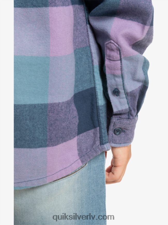 zēni Quiksilver 8-16 Motherfly flaneļa krekls ar garām piedurknēm zīmotnes zila mātesmuša 88064R2304