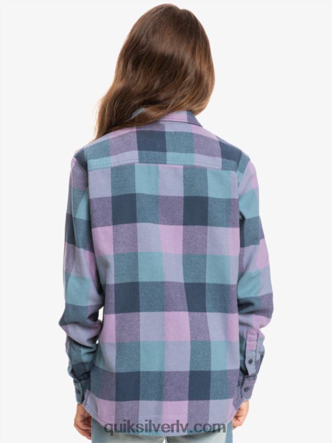 zēni Quiksilver 8-16 Motherfly flaneļa krekls ar garām piedurknēm zīmotnes zila mātesmuša 88064R2304