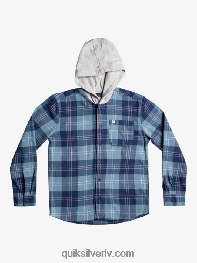 zēni Quiksilver 8-16 halidona krekls ar kapuci garām piedurknēm Provansijas zilais harelaw 88064R2310