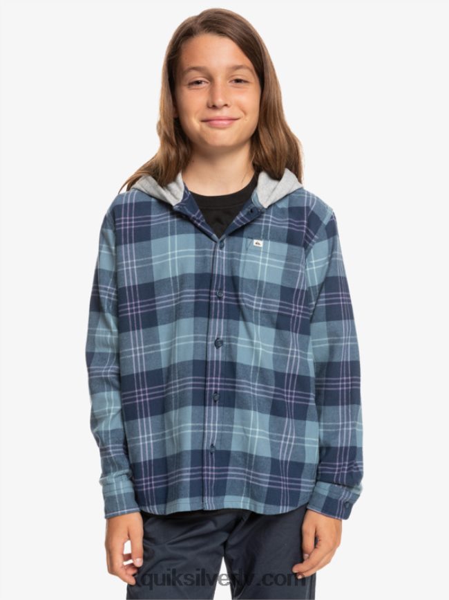 zēni Quiksilver 8-16 halidona krekls ar kapuci garām piedurknēm Provansijas zilais harelaw 88064R2310