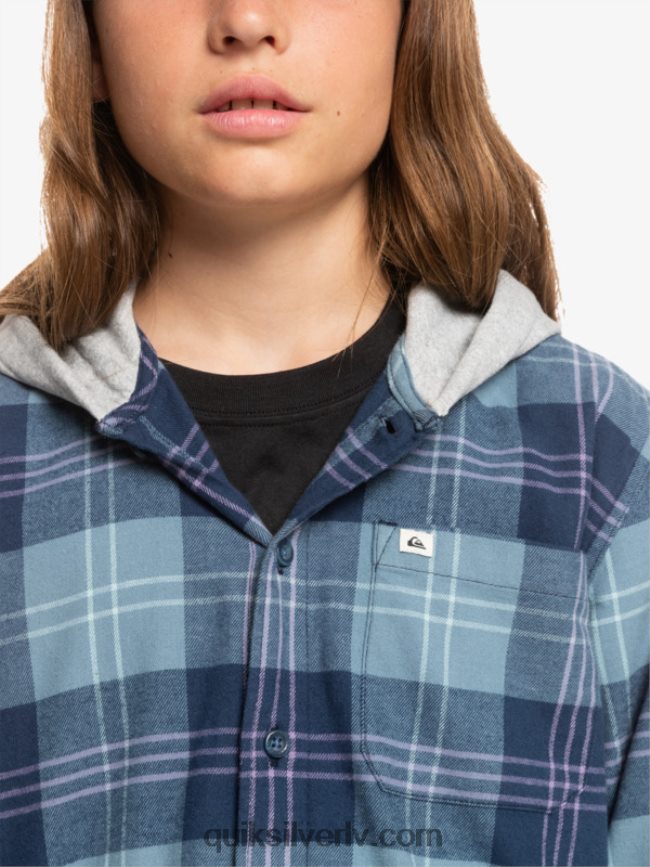 zēni Quiksilver 8-16 halidona krekls ar kapuci garām piedurknēm Provansijas zilais harelaw 88064R2310