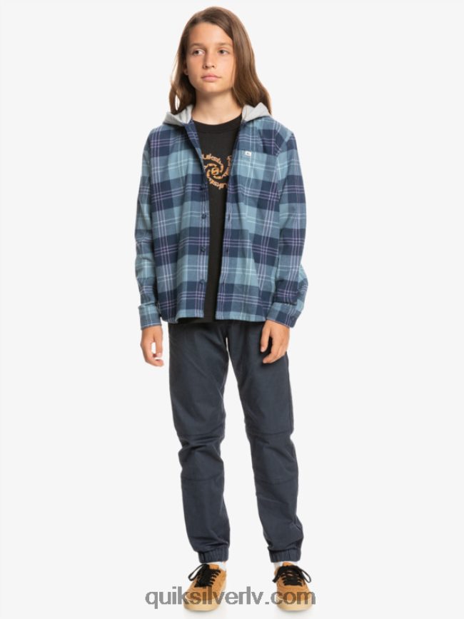 zēni Quiksilver 8-16 halidona krekls ar kapuci garām piedurknēm Provansijas zilais harelaw 88064R2310