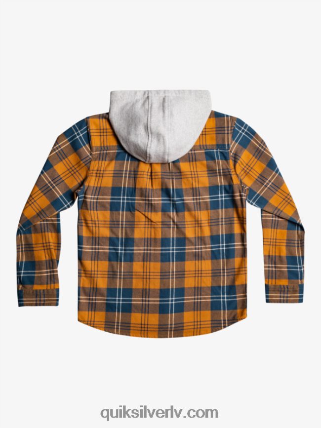 zēni Quiksilver 8-16 halidona krekls ar kapuci garām piedurknēm brūnā cukura harelaw 88064R2309