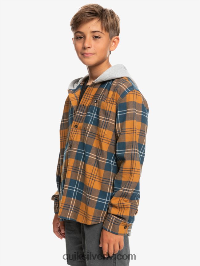 zēni Quiksilver 8-16 halidona krekls ar kapuci garām piedurknēm brūnā cukura harelaw 88064R2309