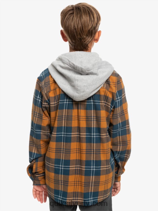 zēni Quiksilver 8-16 halidona krekls ar kapuci garām piedurknēm brūnā cukura harelaw 88064R2309