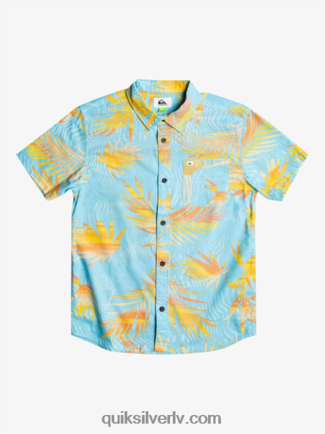 zēni Quiksilver 8-16 saplēsts krekls ar īsām piedurknēm debess zilas saplēstas 88064R2197