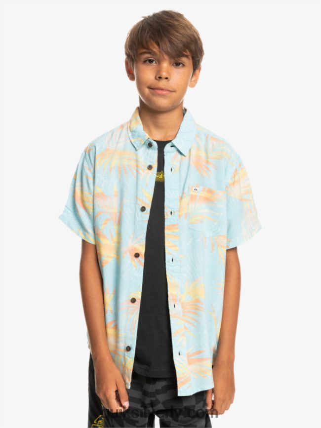 zēni Quiksilver 8-16 saplēsts krekls ar īsām piedurknēm debess zilas saplēstas 88064R2197