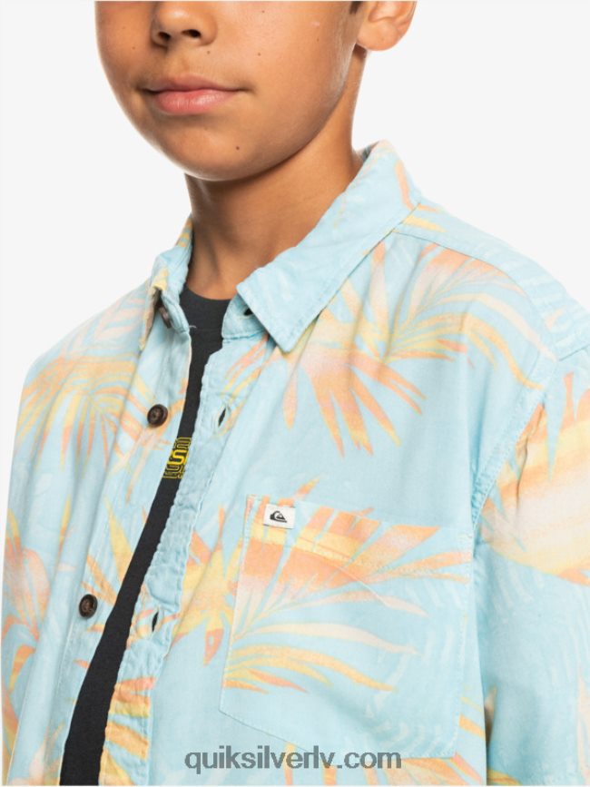 zēni Quiksilver 8-16 saplēsts krekls ar īsām piedurknēm debess zilas saplēstas 88064R2197