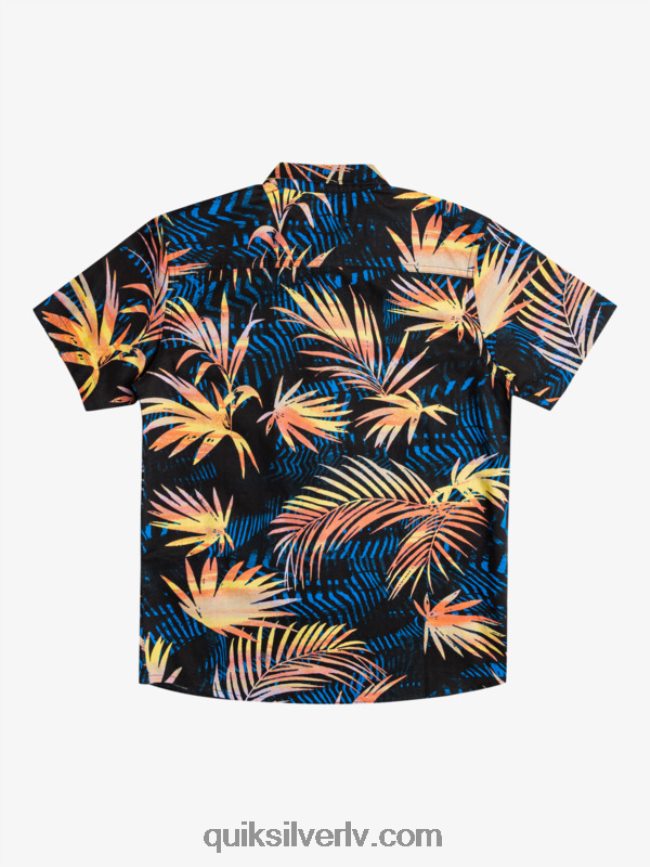 zēni Quiksilver 8-16 saplēsts krekls ar īsām piedurknēm melni saplēsti 88064R2196