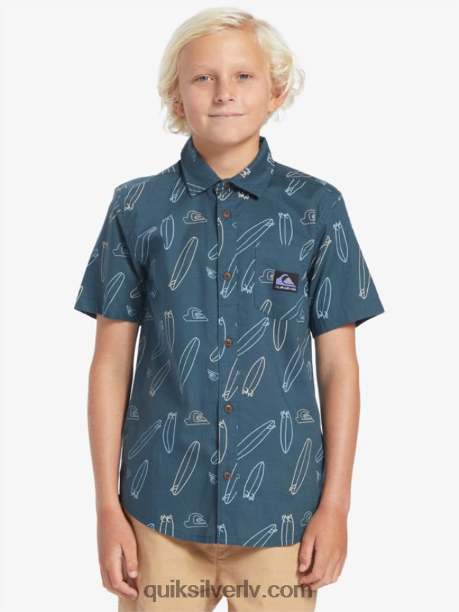 zēni Quiksilver kur ir mans valdes krekls ar īsām piedurknēm pusnakts flote, kur atrodas mans dēlis 88064R2009
