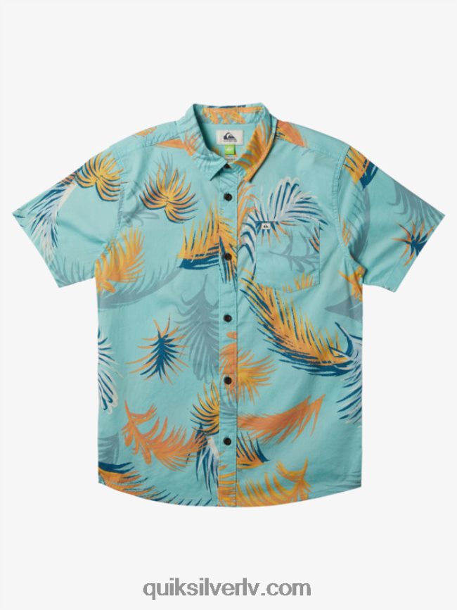 zēni Quiksilver tropu glitch krekls ar īsām piedurknēm eņģeļa zila tropu kļūme 88064R1912