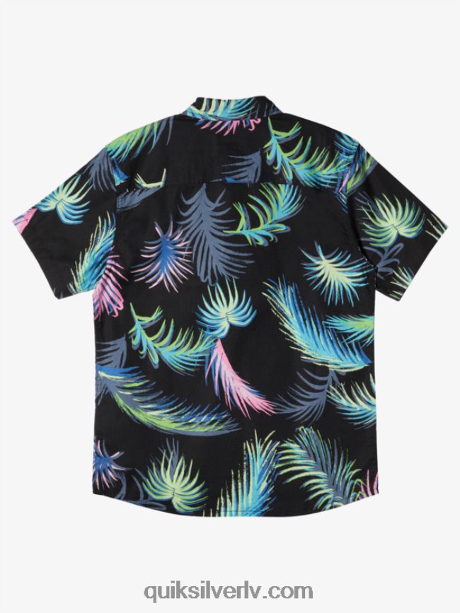 zēni Quiksilver tropu glitch krekls ar īsām piedurknēm melns tropu kļūme 88064R1913