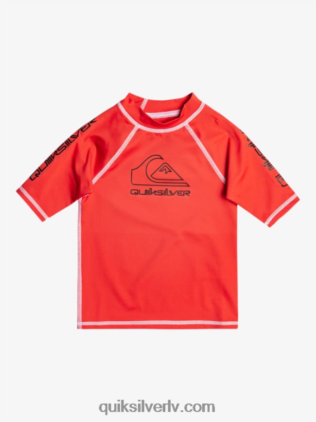 zēni Quiksilver 2-7 tūrē ar īsām piedurknēm upf 50 rashguard augsta riska sarkans 88064R2116