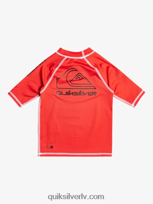 zēni Quiksilver 2-7 tūrē ar īsām piedurknēm upf 50 rashguard augsta riska sarkans 88064R2116