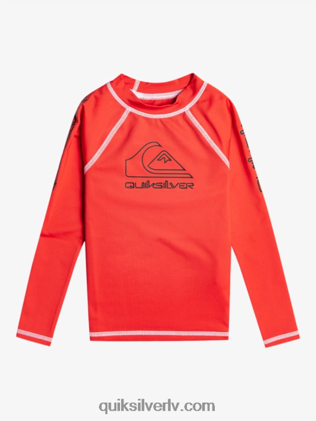 zēni Quiksilver 2-7 turnejā ar garām piedurknēm upf 50 rashguard augsta riska sarkans 88064R2220