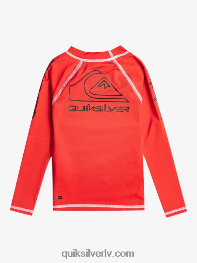 zēni Quiksilver 2-7 turnejā ar garām piedurknēm upf 50 rashguard augsta riska sarkans 88064R2220
