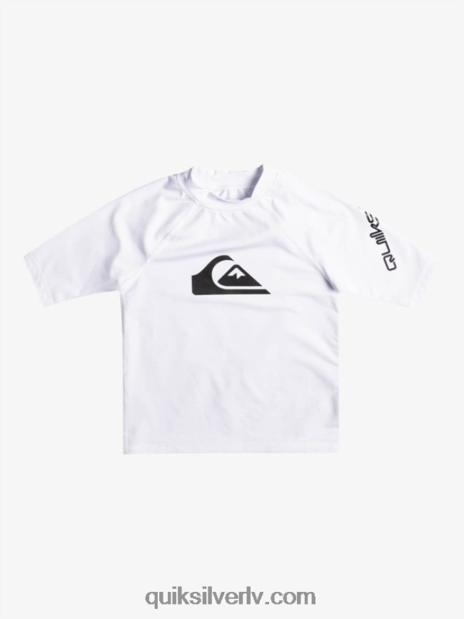 zēni Quiksilver 2-7 visu laiku īsām piedurknēm upf 50 rashguard balts 88064R2126