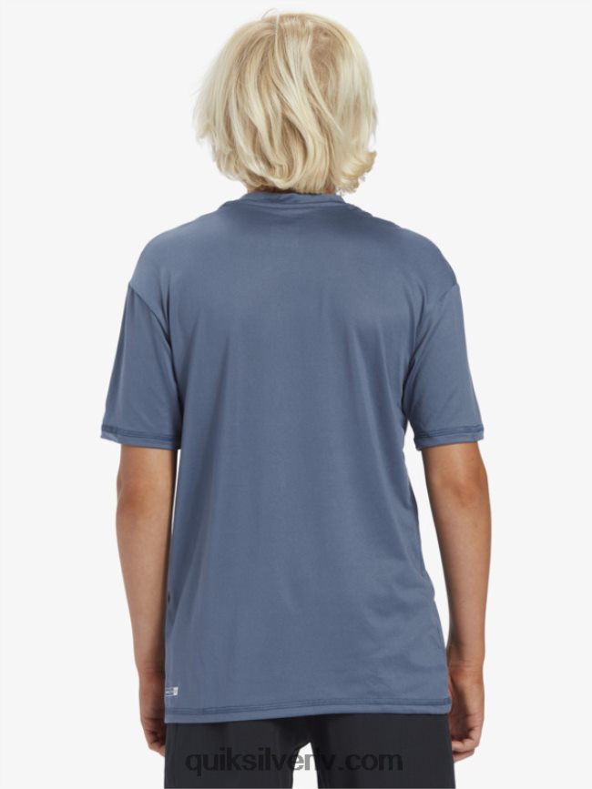 zēni Quiksilver 8-16 cietu svītru īsām piedurknēm upf 50 sērfošanas t-krekls jūra 88064R2136
