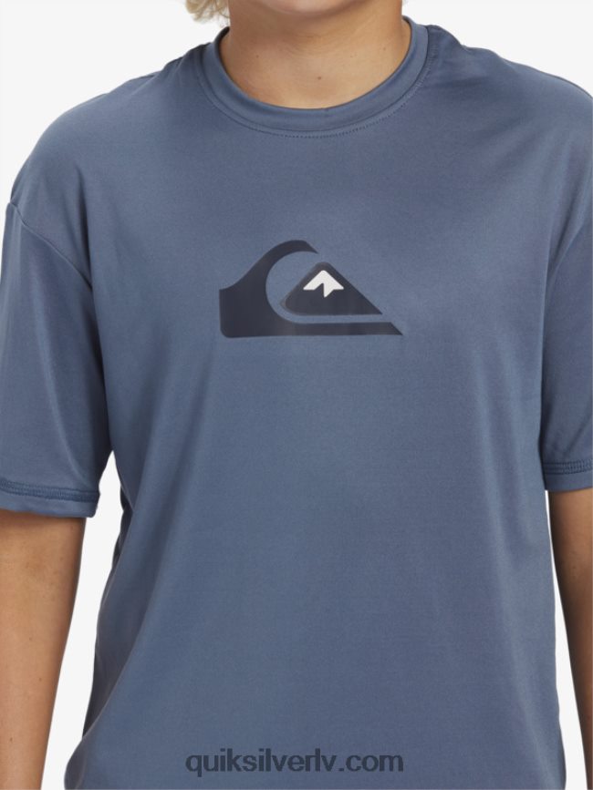 zēni Quiksilver 8-16 cietu svītru īsām piedurknēm upf 50 sērfošanas t-krekls jūra 88064R2136