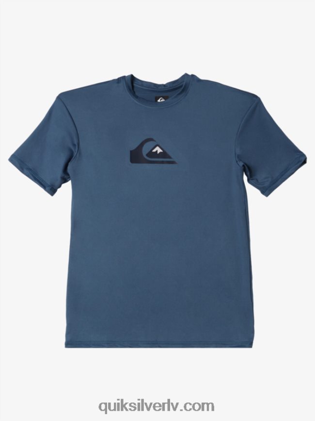 zēni Quiksilver 8-16 cietu svītru īsām piedurknēm upf 50 sērfošanas t-krekls jūra 88064R2136