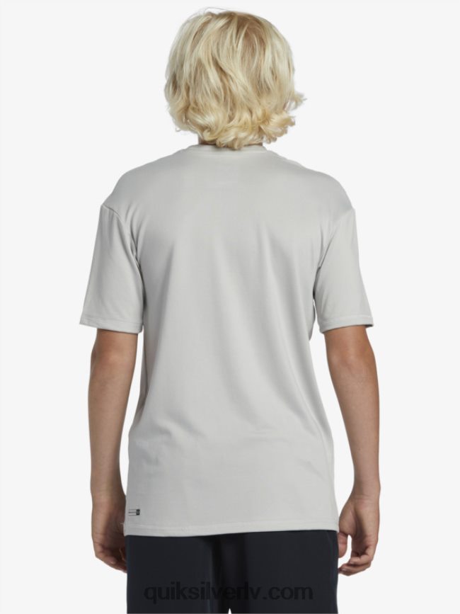 zēni Quiksilver 8-16 cietu svītru īsām piedurknēm upf 50 sērfošanas t-krekls pelēka violeta 88064R2135
